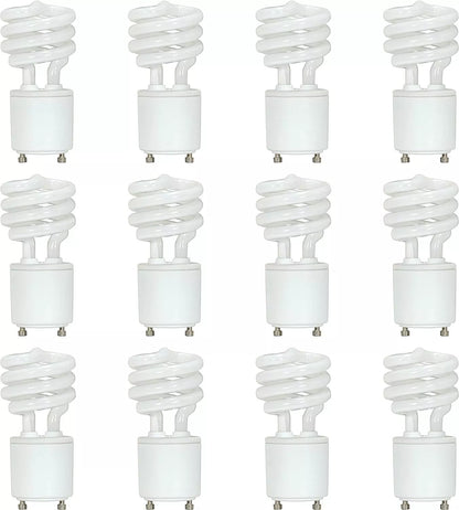 Satco S8203 Mini Spiral Compact Fluorescent CFL 13W 120V 2700K 800L GU24 Bi-Pin Base (12 Pack)