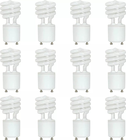 Satco S8203 Mini Spiral Compact Fluorescent CFL 13W 120V 2700K 800L GU24 Bi-Pin Base (12 Pack)