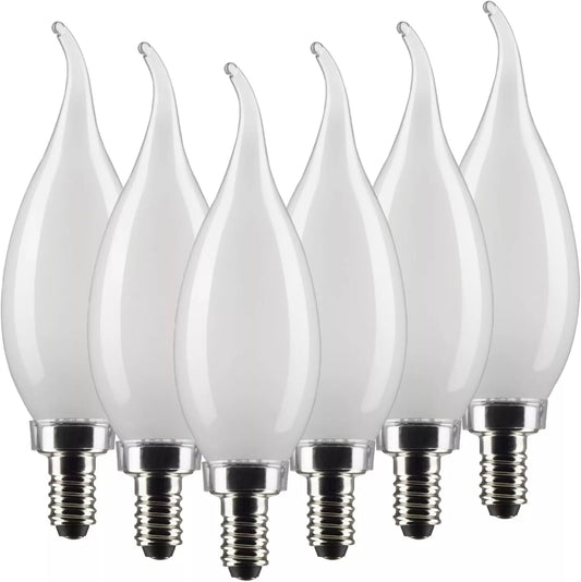 Satco S21308 - 5.5 Watt CA10 LED Frosted Light Bulb - 3000K - 90CRI (6 Pack)