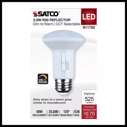 Satco S11782 - 5.8 Watt R20 LED - CCT Selectable - Dim to Warm - 120 Volts