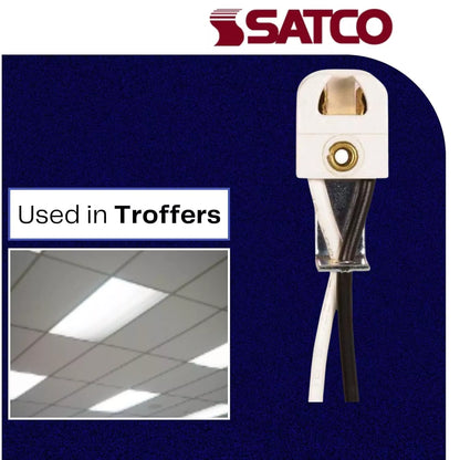 SATCO 80-1251 - T5 Lampholder w/8" AWM B/W Solid Leads for Retro Fit and Replacement Tall Right angle Bracket