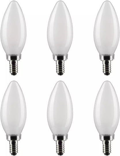 SATCO S21269 B11 Candle LED Light Bulb 4W 120V 2700K 350L E12 Candelabra Base Frosted Dimmable (6 Pack)