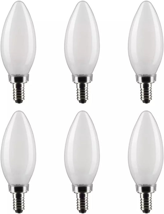 SATCO S21269 B11 Candle LED Light Bulb 4W 120V 2700K 350L E12 Candelabra Base Frosted Dimmable (12 Pack)