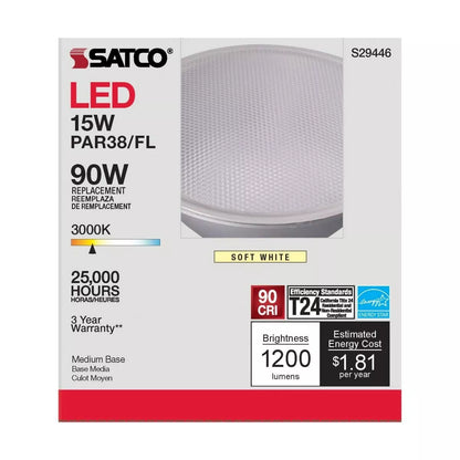 Satco S29446 - 15 Watt PAR38 LED Light Bulbs - 3000K - 6 Pack