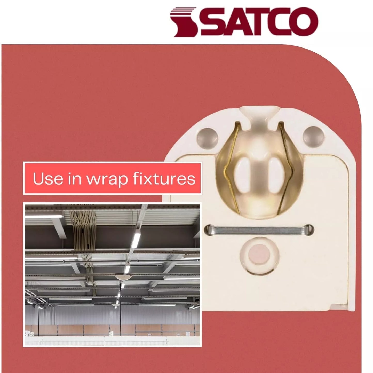 SATCO 80-1249 - Butt-On Mounting T8 or T12 Lampholder - Rapid Start