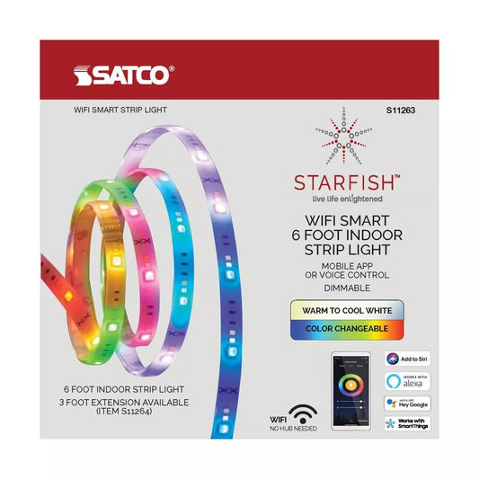 Satco S11263 - 20 Watt - 6FT LED RGBW Strip Light - Starfish IOT - 120 Volts