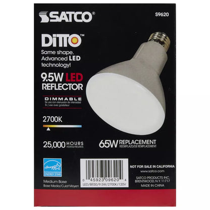 SATCO S9620 - 9.5 Watt BR30 Dimmable LED Light Bulb - 2700K (6 Pack)