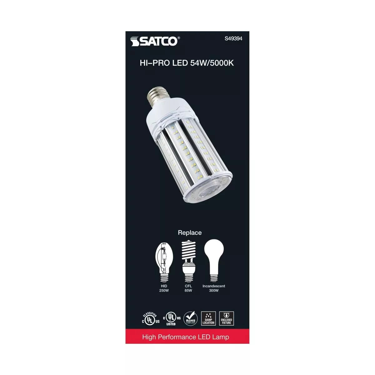 Satco S49394 - 54 Watt LED HID Replacement - 5000K - Extended Mogul base