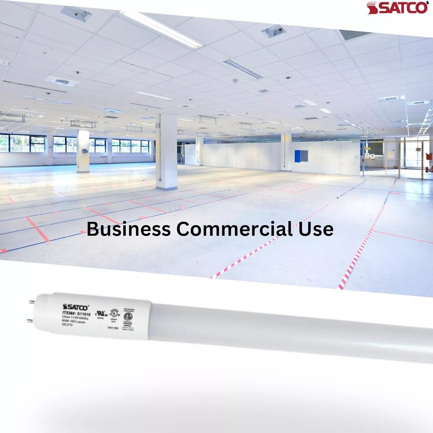 Satco S11915 - 18.5 Watt T8 LED Tube - Type B Ballast Bypass - 3500K