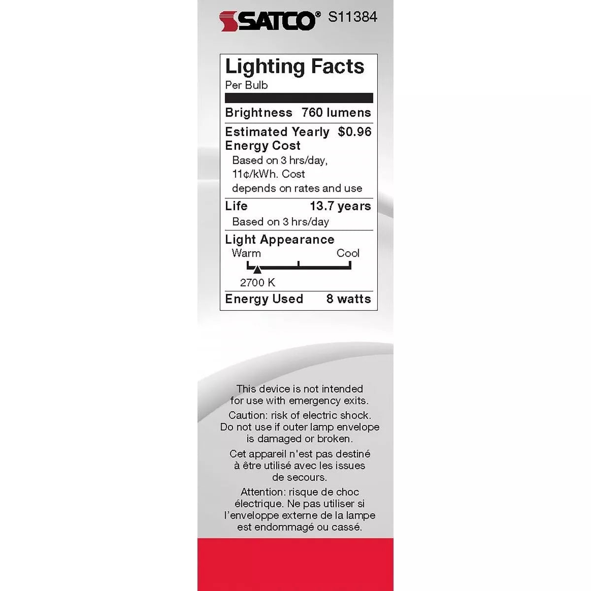 Satco S11384 - 8 Watt C11 LED Frosted Light Bulb - 2700K - 90CRI (6 Pack)