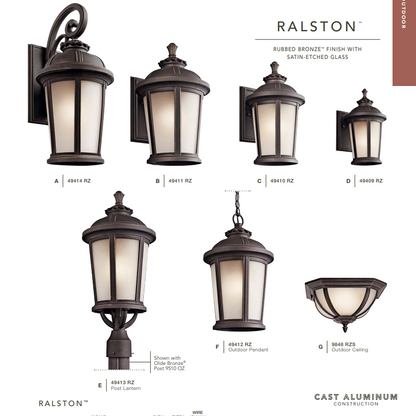 Kichler 49411RZ - Ralston 17" 1 Light Outdoor Wall Sconce in Rubbed Bronze