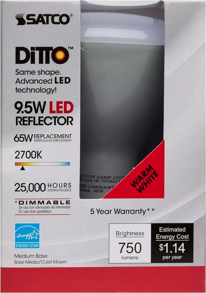 SATCO S9620 - 9.5 Watt BR30 Dimmable LED Light Bulb - 2700K (6 Pack)