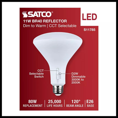 Satco S11785 - 11 Watt BR40 LED - CCT Selectable - Dim to Warm - 120 Volts