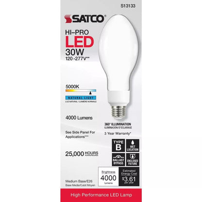 Satco S13133 - 30 Watt LED HID Replacement Bulb - 5000K - Type B Ballast Bypass