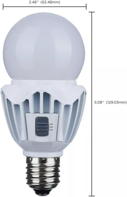 Satco S28737 - 20 Watt LED A21 High Lumen Output - 27K/40K/50K CCT Selectable - Medium Base - White Finish - 120V-277V