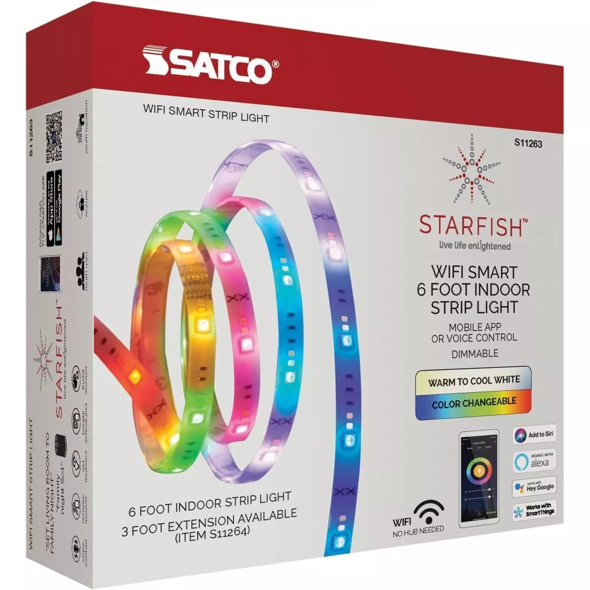 Satco S11263 - 20 Watt - 6FT LED RGBW Strip Light - Starfish IOT - 120 Volts