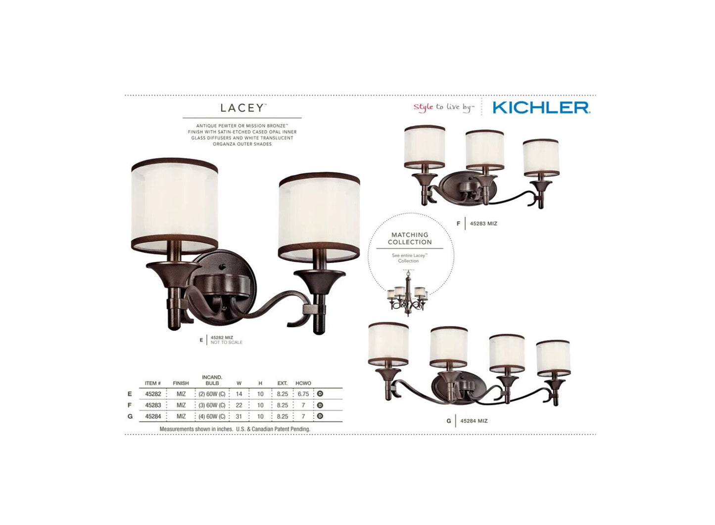 Kichler 45283MIZ - Lacey 3 Light Mission Bronze Fixture