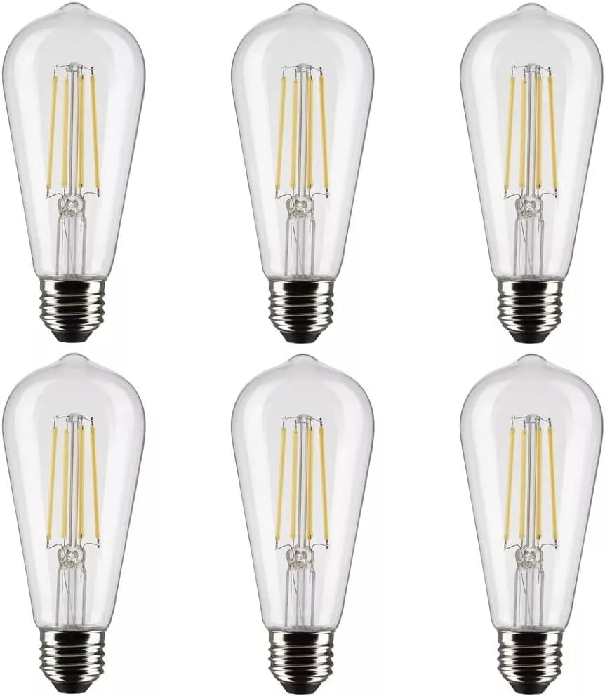 Satco S21364 - 8 Watt ST19 LED Clear Light bulb - 90 CRI; 3000K (6 Pack)