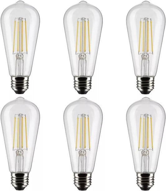 Satco S21364 - 8 Watt ST19 LED Clear Light bulb - 90 CRI; 3000K (6 Pack)