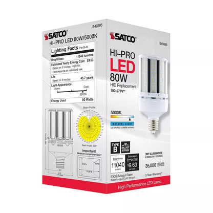 Satco S49395 - 80 Watt LED HID Replacement - 5000K - Extended Mogul base