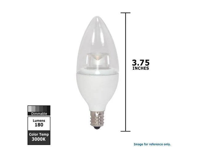 Satco S8952 LED B11 Candle Light Bulb 4.5W 120V 3000K E12 Candelabra Base Dimmable (12 Pack)